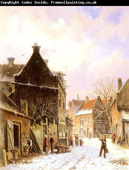 Adrianus Eversen A Village Street Scene in Winter