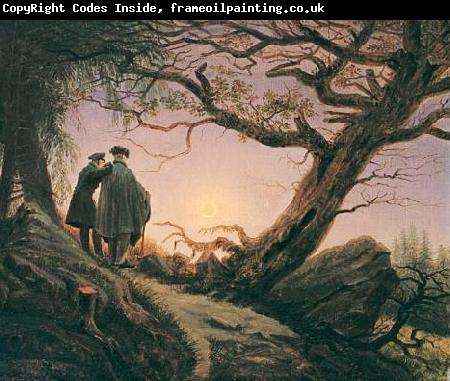 Caspar David Friedrich Zwei Manner in Betrachtung des Mondes