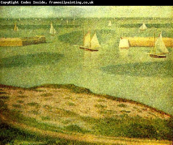 Georges Seurat fiskeflottan utanfor port