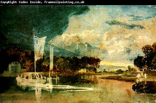 J.M.W.Turner the thames at isleworth with pavilion and syon ferry