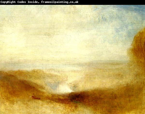 J.M.W.Turner landscape with a river and a bay in the distance