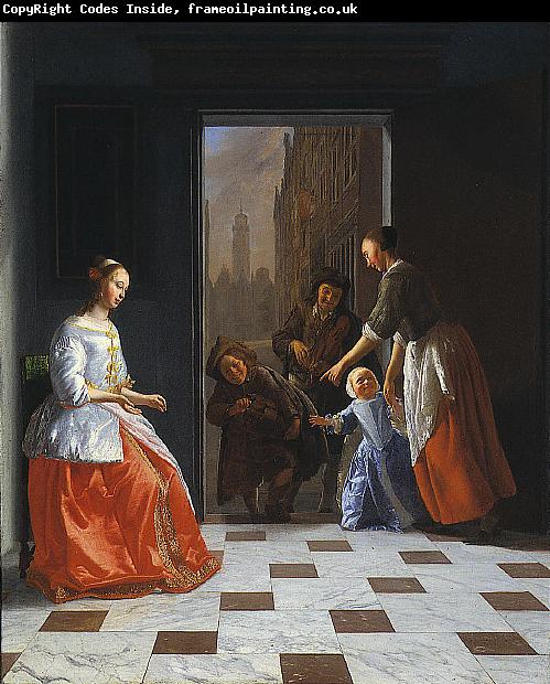 Jacob Ochtervelt Street Musicians at the Door