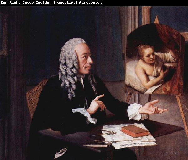 Jean-Etienne Liotard Portrat des Francois Tronchin mit seinem Rembrandt-Gemalde