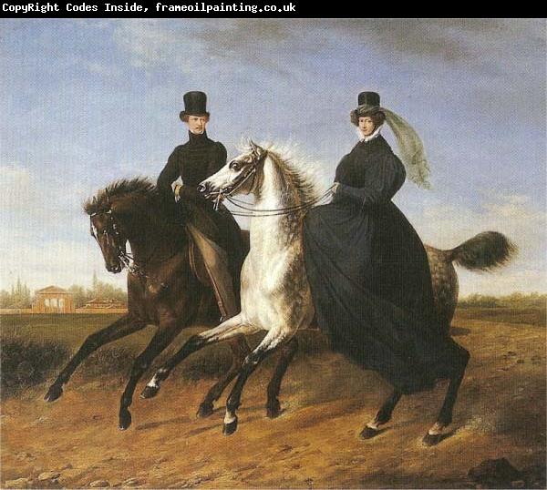 Marie Ellenrieder General Krieg of Hochfelden and his wife on horseback,