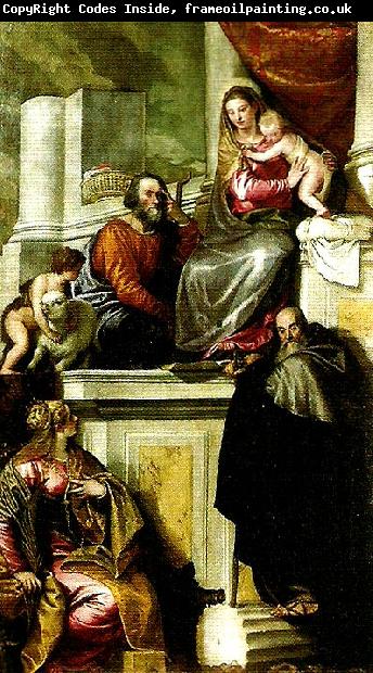 Paolo  Veronese holy family with john the baptist, ss. anthony abbot and catherine