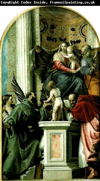 Paolo  Veronese holy family with ss