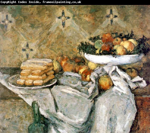 Paul Cezanne Plate with fruits and sponger fingers