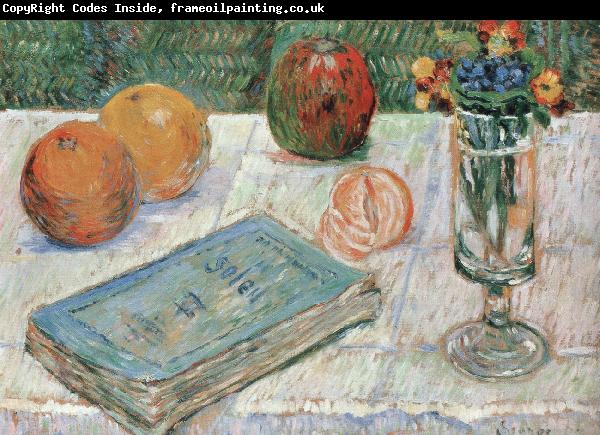 Paul Signac still life with a book and roanges