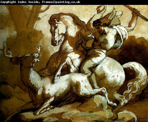 Theodore   Gericault la chasse au cerf