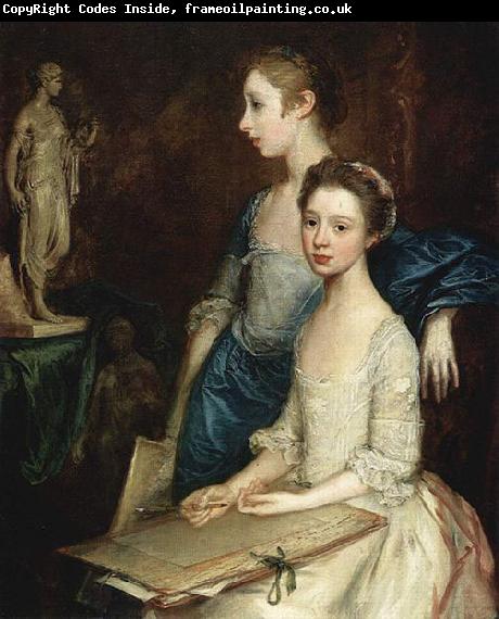 Thomas Gainsborough Portrat von Molly und Peggy mit Zeichenutensilien