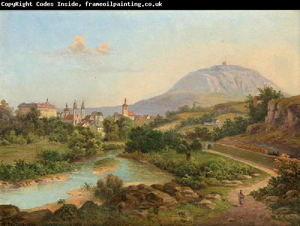 unknow artist A View of Roudnice with Mount rip