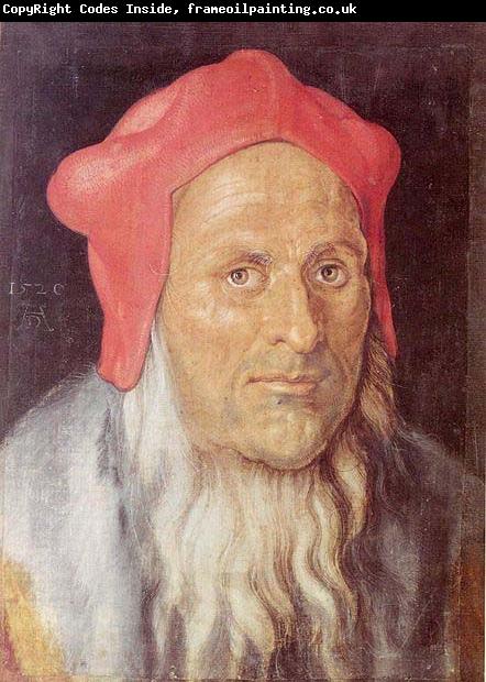 Albrecht Durer Portrat eines bartigen Mannes mit roter Kappe