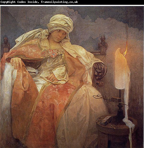 Alfons Mucha Woman With a Burning Candle