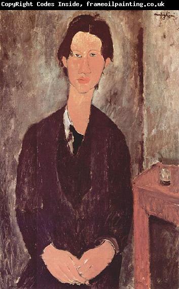 Amedeo Modigliani Portrat des Chaiim Soutine, an einem Tisch sitzend