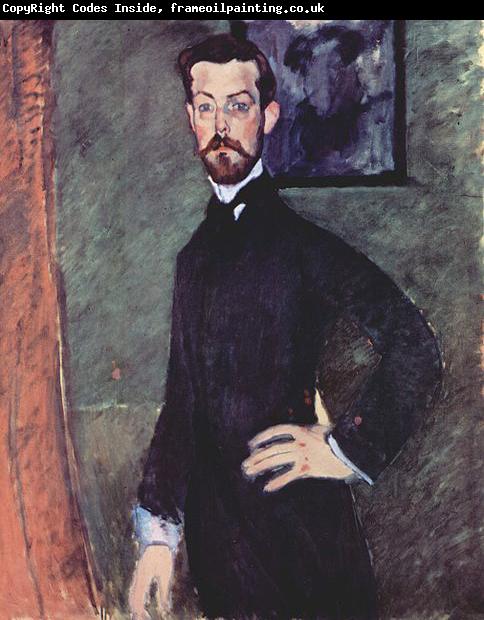 Amedeo Modigliani Portrat des Paul Alexanders vor gronem Hintergrund