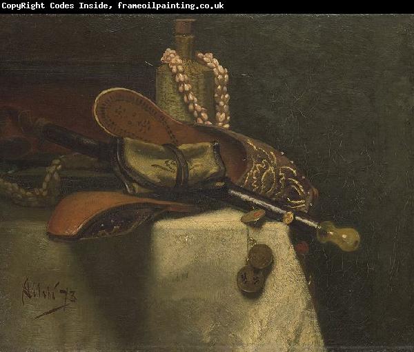 August Allebe Still life with eastern slippers