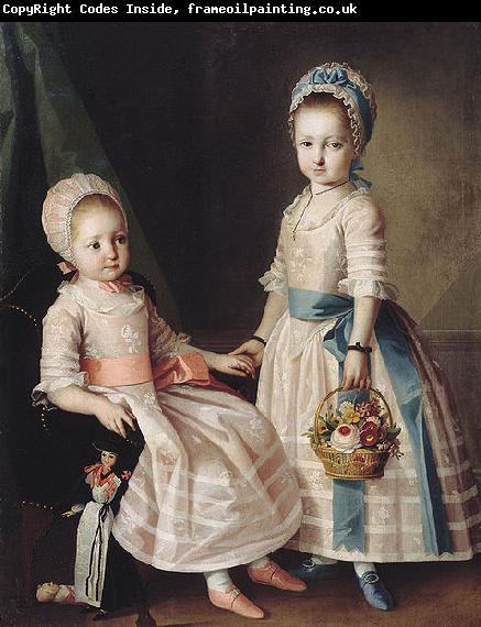 Carl Ludwig Christinec Portrait of Two Sisters