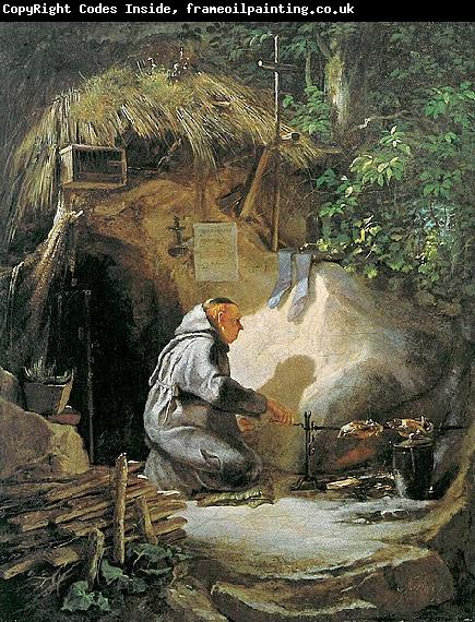 Carl Spitzweg Eremit Huhnchen bratend