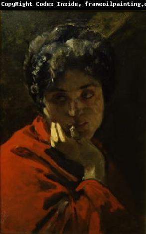 Domenico Morelli Ritratto di donna in rosso