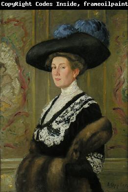 Ernst Oppler Portrait einer Dame mit Hut