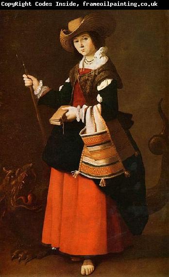 Francisco de Zurbaran Saint Margaret, dressed as a shepherdess.