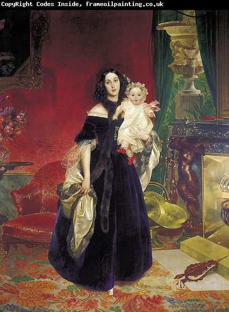 Karl Briullov Portrait of Mariya Arkadyevna Bek with her Daughter