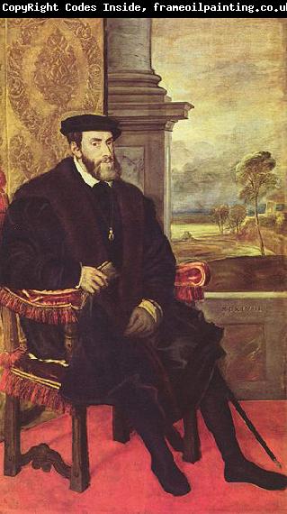 Titian Portrat des Karl V. im Lehnstuhl