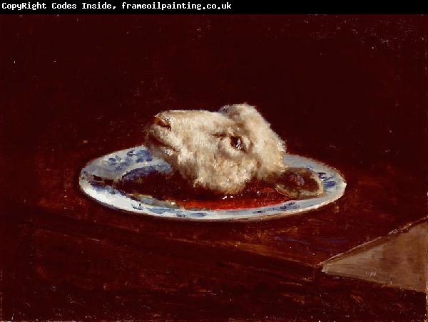 Viggo Johansen A lamb's head on a plate