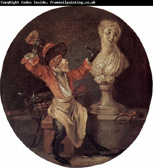 WATTEAU, Antoine Le Singe sculpteur