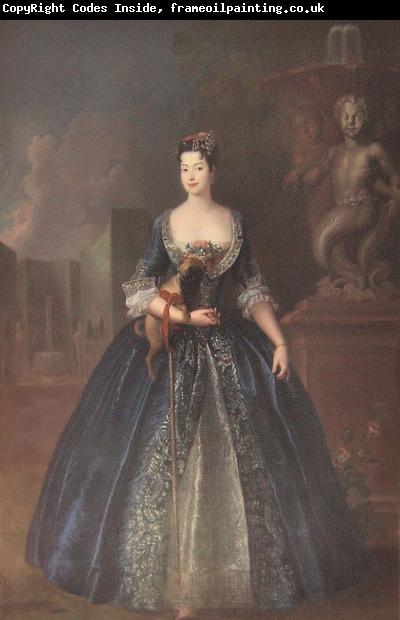 antoine pesne Portrait of Anna Orzelska with a pug.