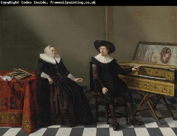 unknow artist Marriage Portrait of a Husband and Wife of the Lossy de Warine Family, oil on panel painting by Gerard Donck