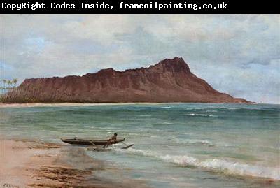 unknow artist View of Diamond Head, oil on canvas painting by Joseph Dwight Strong