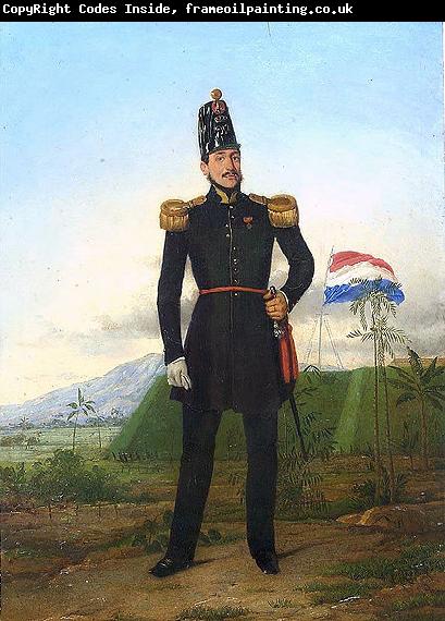 unknow artist Oil painting with an officer of the KNIL, the Royal Dutch East Indies Army.