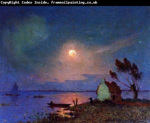 unknow artist Pont-Aven in the Moonlight