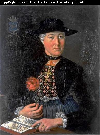 unknow artist Damenportrat Anna Maria Holzmann in Zuger Burgertracht