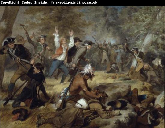 unknow artist Oil on canvas painting depicting the Wyoming Massacre, July 3, 1778.