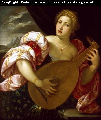 unknow artist Young Woman Playing a Lute