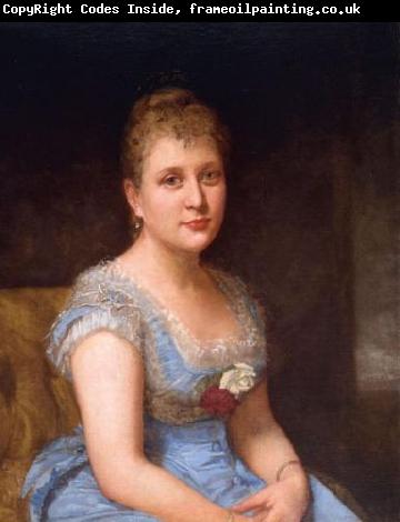 unknow artist Portrait of a woman wearing a blue dress with white lace