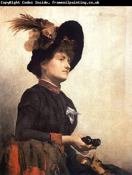 unknow artist Portrait of a lady with binoculars