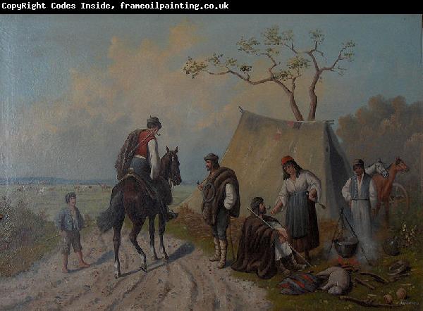 unknow artist Encampment of horse keepers