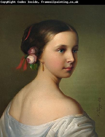 unknow artist Portrait of a young woman with roses in her hair