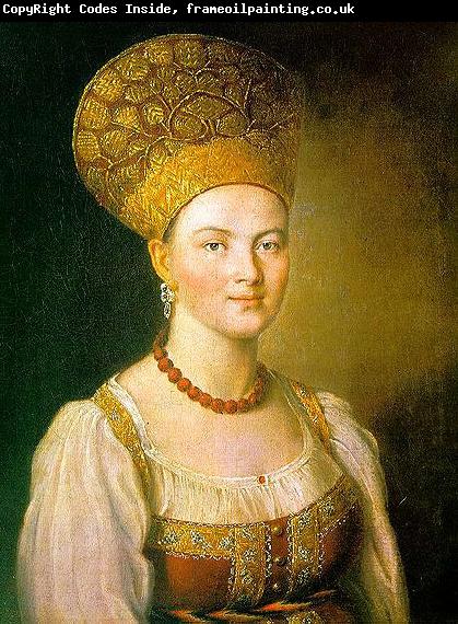 unknow artist Portrait of an Unknown Woman in Russian Costume