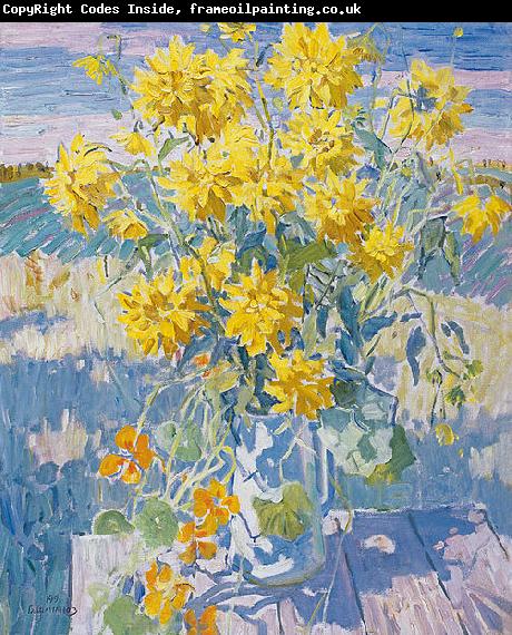 unknow artist September Yellow flowers