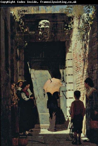 unknow artist Ingresso di una casa patrizia a Venezia, oil painting by Giacomo Favretto