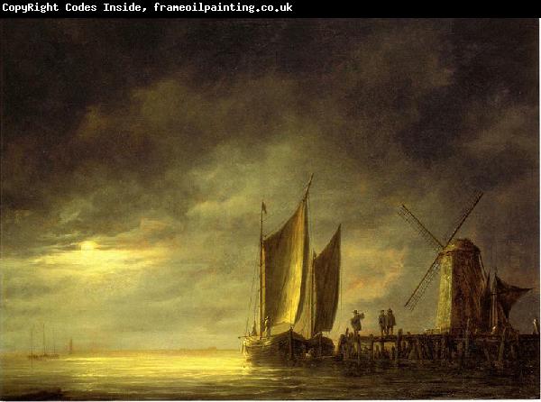 Aelbert Cuyp Fishing boats by moonlight.