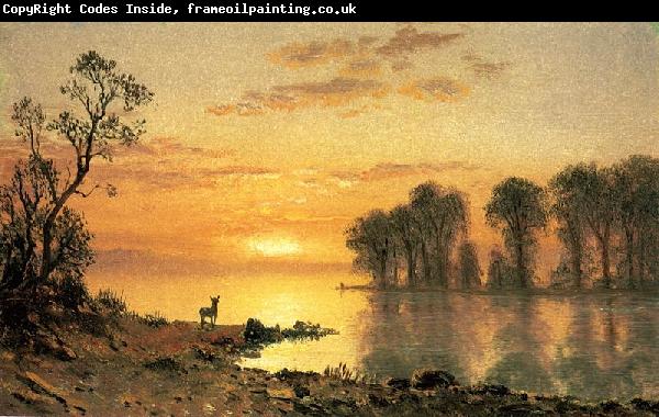 Albert Bierstadt Deer and River