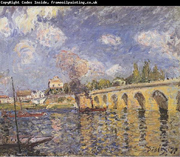 Alfred Sisley River-steamboat and bridge