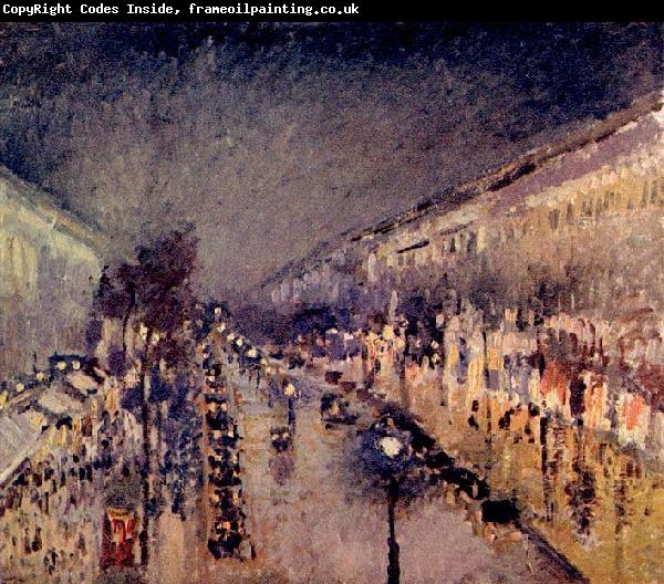 Camille Pissarro Boulevard Montmartre in der Nacht