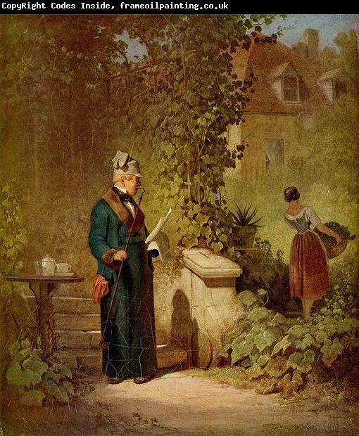 Carl Spitzweg Zeitungsleser im Garten