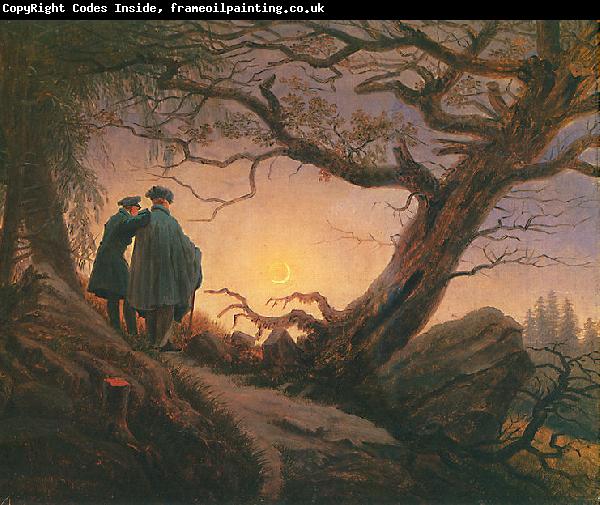 Caspar David Friedrich Zwei Manner in Betrachtung des Mondes